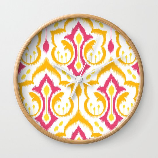 Ikat Damask - Berry Brights Wall Clock
