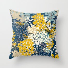 Blue and Yellow in Floral Petals Throw Pillow