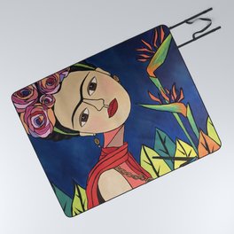 Frida Kahlo Painting Picnic Blanket