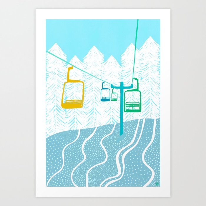 chairlift, winter blue Art Print