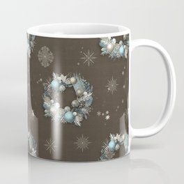 Wreathes for Christmas Coffee Mug | Knits, Wreath, Sparkles, Pattern, Holiday, Silver, Cozy, Digital, Bluepalette, Balls 