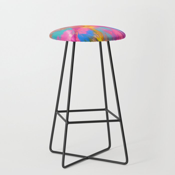 Rainbow and Gold Abstract Fire Bar Stool
