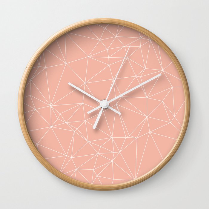 Millennial Pink Geometric Minimalist Pattern Wall Clock