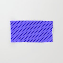[ Thumbnail: Medium Slate Blue & Blue Colored Lined Pattern Hand & Bath Towel ]