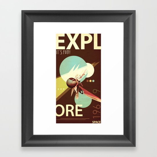 Vintage Space Poster Series I - Explore Space - It's Fun! Framed Art Print