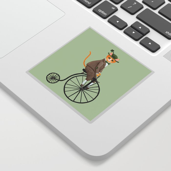 Dandy Cat on a Penny Farthing Bicycle Sticker