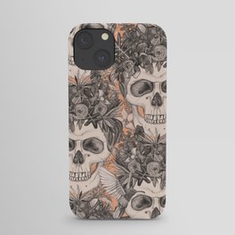 skull damask peach iPhone Case