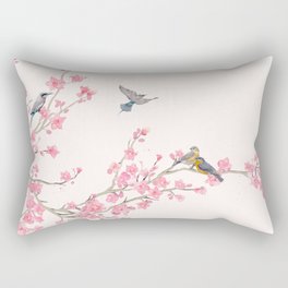 Birds and cherry blossoms Rectangular Pillow
