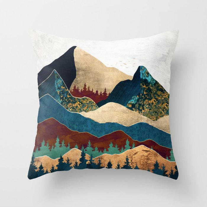 Malachite Mountains Throw Pillow By Spacefrogdesigns Society6 - Mountain Home Decor Pillows