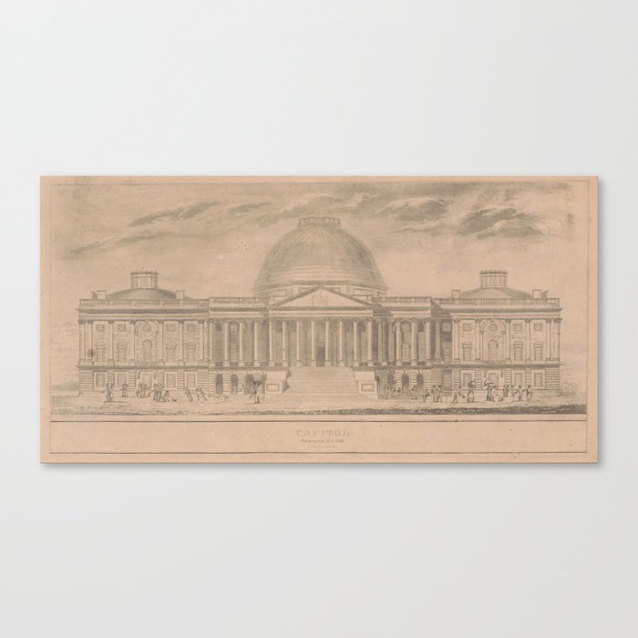 Vintage United States Capitol Building Illustration Canvas Print