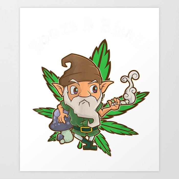 St Patricks Day T Shirt Leprechaun Smoking Weed 420 Gift Art Print