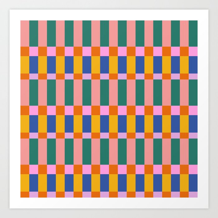 Check Pattern in Bright Colors Art Print