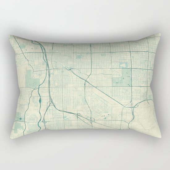 Tucson Map Blue Vintage Rectangular Pillow
