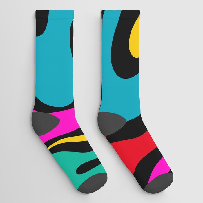 Liquid Swirl Retro 80s Abstract Pattern 4 Socks