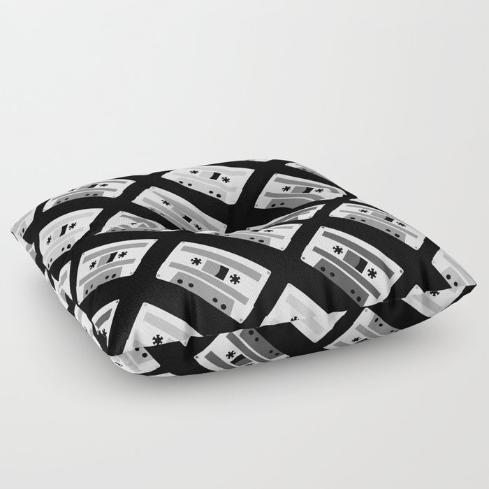 Black and White Tapes 45 Floor Pillow