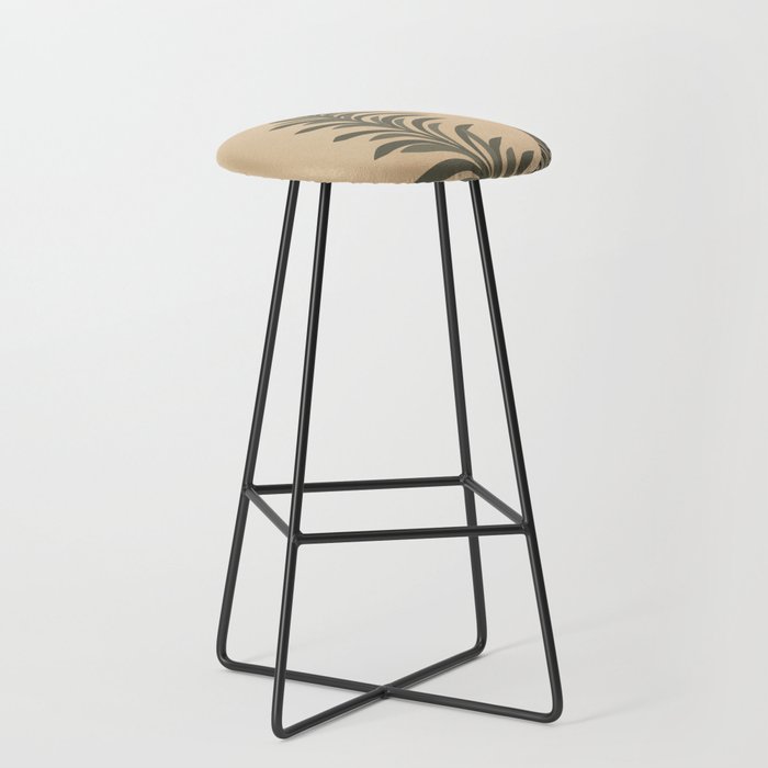 Abstract palm leaves tan colors Bar Stool