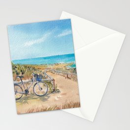 Bicycle at a sunny beach Stationery Cards