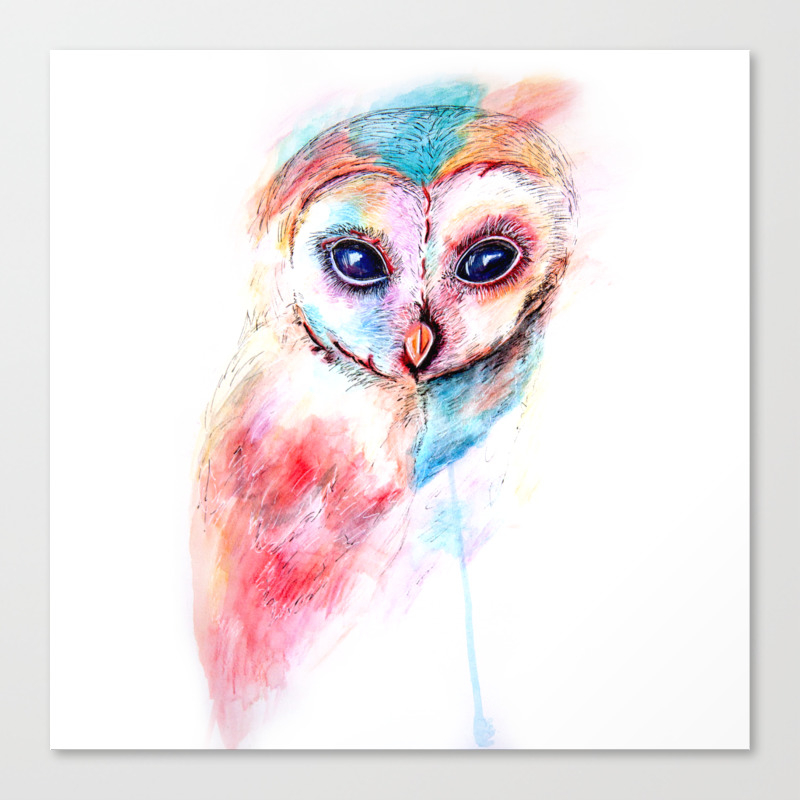 Watercolour Barn Owl Canvas Print By Spryartanddesign Society6