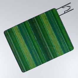 Green Vertical Stripes Japanese Shima-Shima Pattern Picnic Blanket