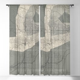 Little Rock, USA. City Map Sheer Curtain