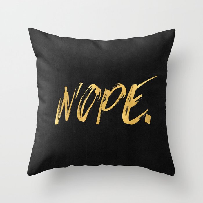 NOPE Copper Gold on Black Throw Pillow