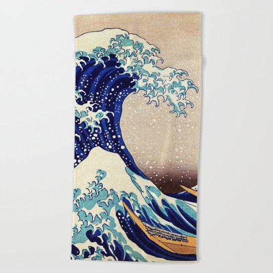 Katsushika Hokusai The Great Wave Off Kanagawa Beach Towel