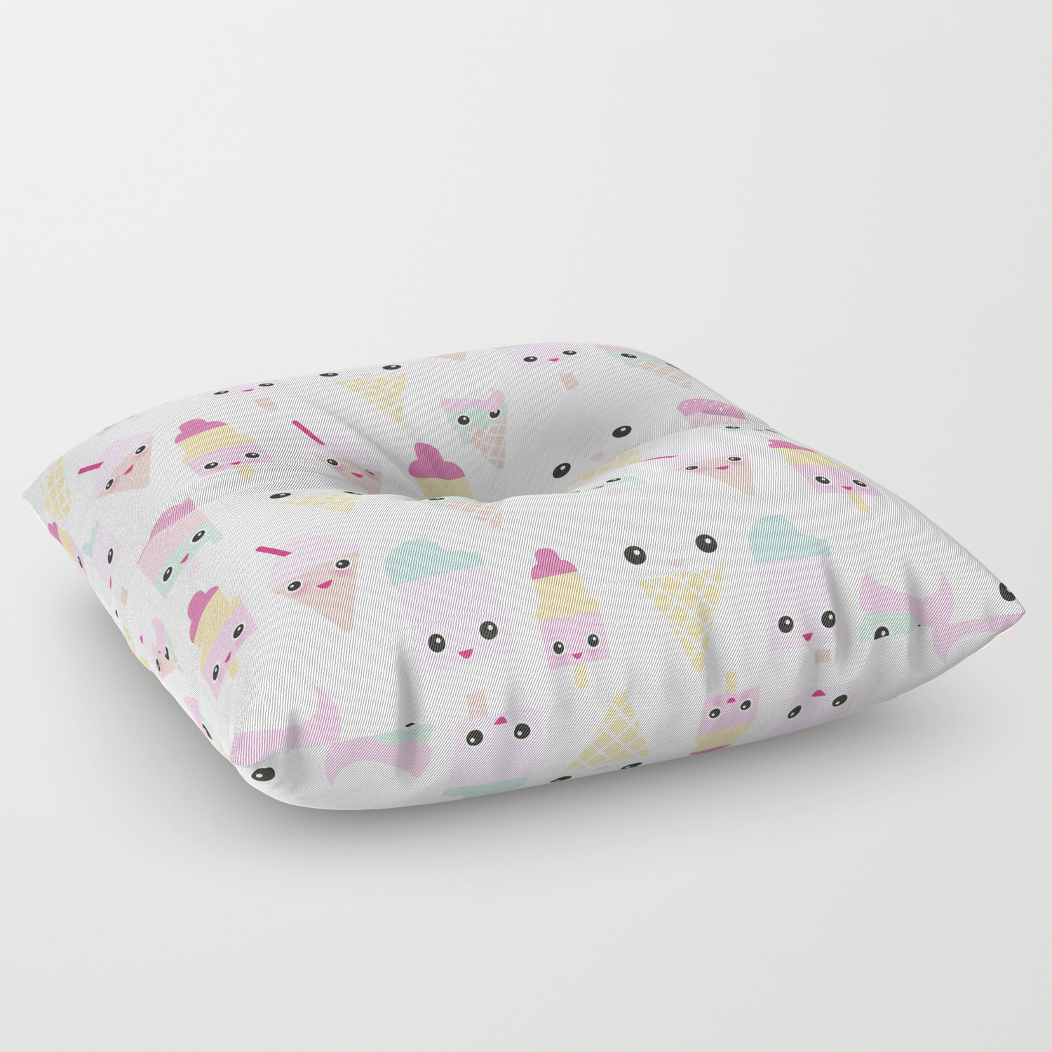 Cute Kawaii Summer Japanese Ice Cream Cones And Popsicle P Floor Pillow By Littlesmilemakersstudio Society6