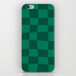 Hand Drawn Checkerboard Pattern (emerald green) iPhone Skin