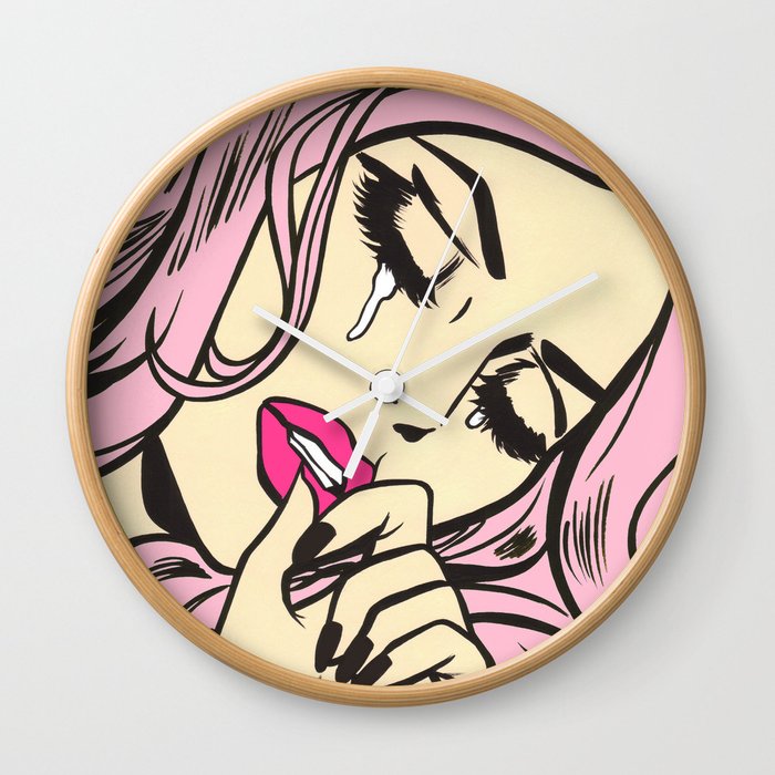 Pastel Pink Sad Girl Wall Clock