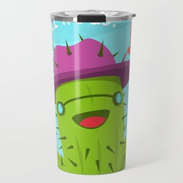Hippie Cactus Illustration - Free Hugs Artwork Travel Mug