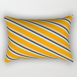 [ Thumbnail: Midnight Blue, Turquoise, and Dark Orange Colored Lines/Stripes Pattern Rectangular Pillow ]