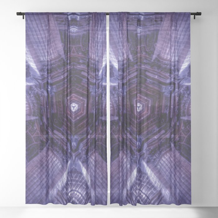 Sacred Geometry Art - Singularity - Purple Sheer Curtain