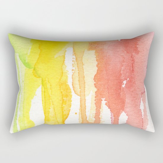 Rainbow Watercolor Texture Pattern Abstract Rectangular Pillow