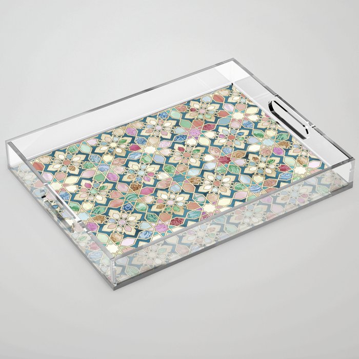 Muted Moroccan Mosaic Tiles Acrylic Tray