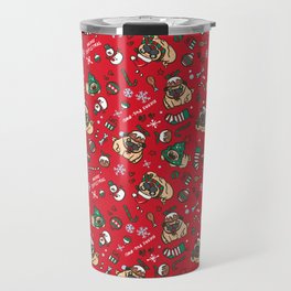 Christmas pattern with pugs Travel Mug