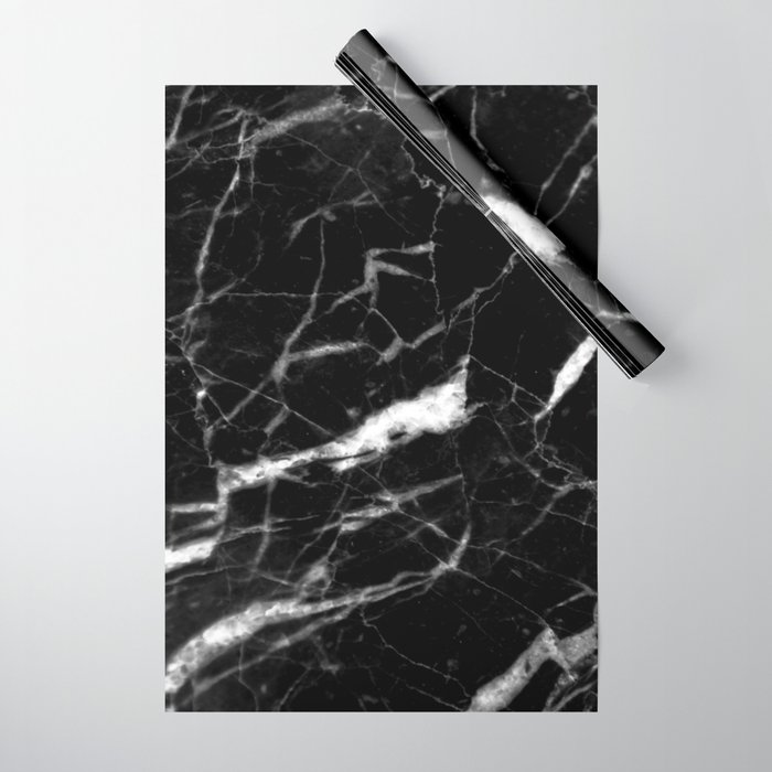 modern chic minimalist abstract black marble Wrapping Paper