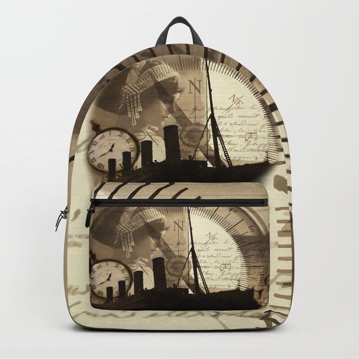 Gilded Voyage Digital Illustration Backpack
