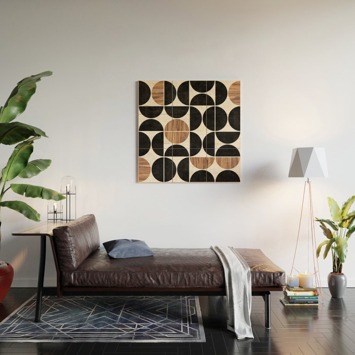 Mid-Century Modern Pattern No.1 - Concrete and Wood Wood Wall Art
