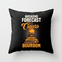 Funny Cigar & Whisky Gift I Weekend Forecast Throw Pillow