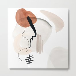 Wabi-Sabi Happiness Kanji Abstarct  Metal Print | Abstract, Terraform, Wabisabi, Neutral, Wabi, Bamboo, Zen, Painting, Watercolor, Modern 