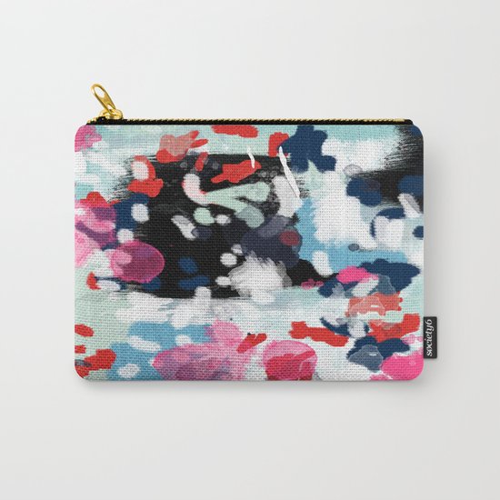 Aubrey - Abstract painting in bright colors pink navy white gold Carry-All Pouch