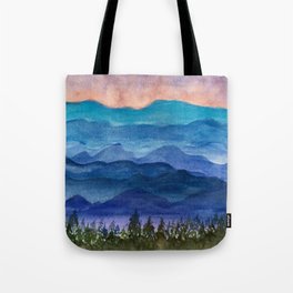 Blue Ridge Mountains Sunrise Original Watercolor Painting Tote Bag