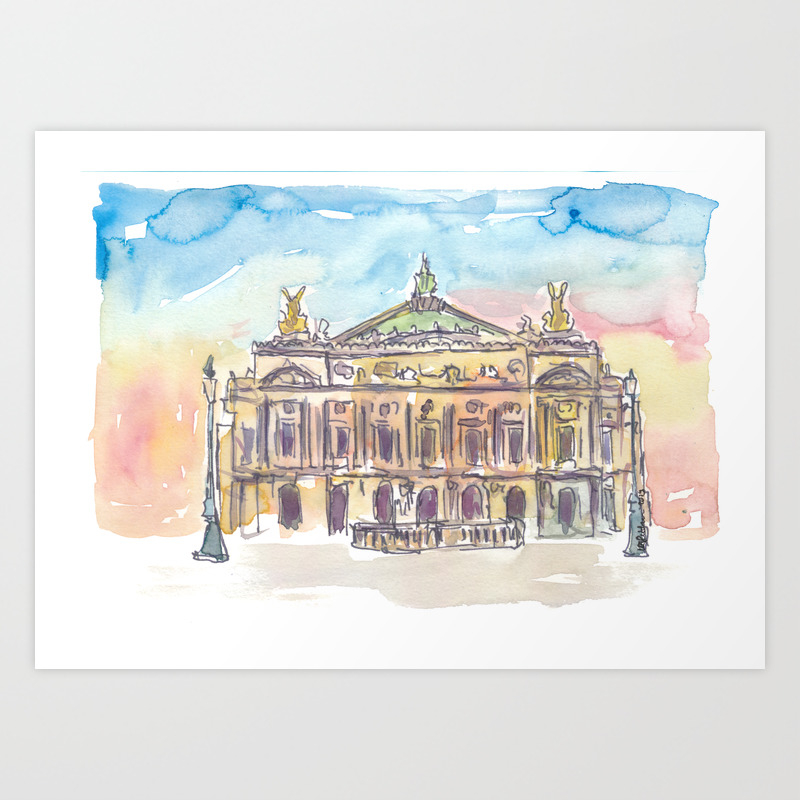 Paris Opera At Sunset Art Print By Artshop77 Society6