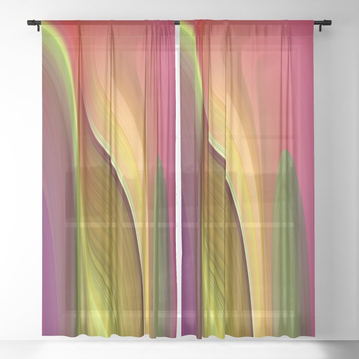 Tall And Short Colorful Abstract Sheer Curtain By