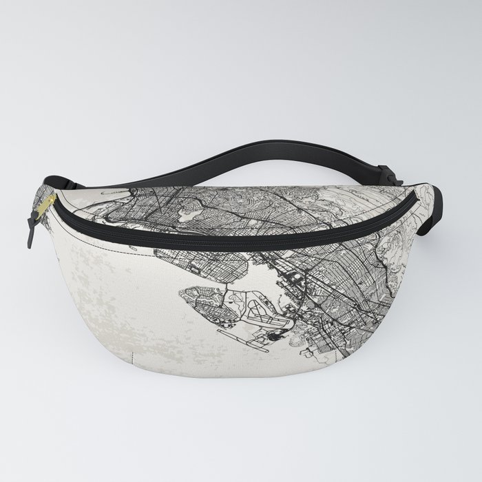 Oakland USA - City Map - Black and White Fanny Pack