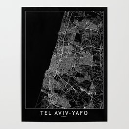 Tel Aviv-Yafo Black Map Poster