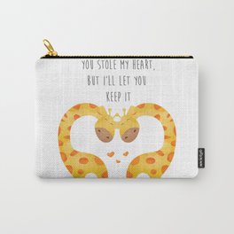 Giraffe Couple With Heart - You stole my hear but I will let you keep it - Happy Valentines Day Carry-All Pouch