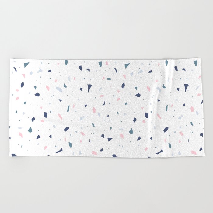 White Pastel Terrazzo Beach Towel