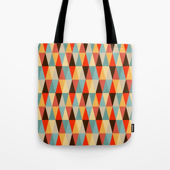 Red & Brown Geometric Triangle Pattern Tote Bag