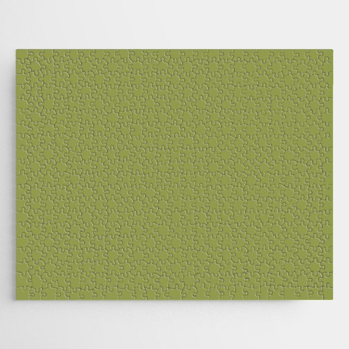 Dark Green-Brown Solid Color Pantone Spinach Green 16-0439 TCX Shades of Green Hues Jigsaw Puzzle